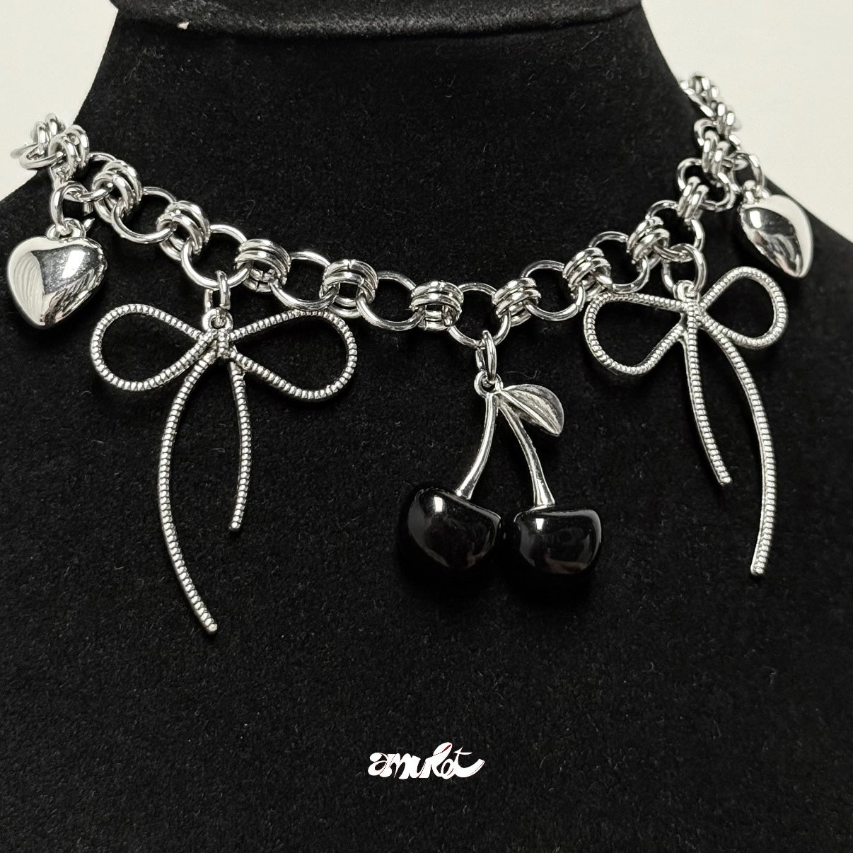 Cherry & Rosette Chainmail Necklace (pre-order)