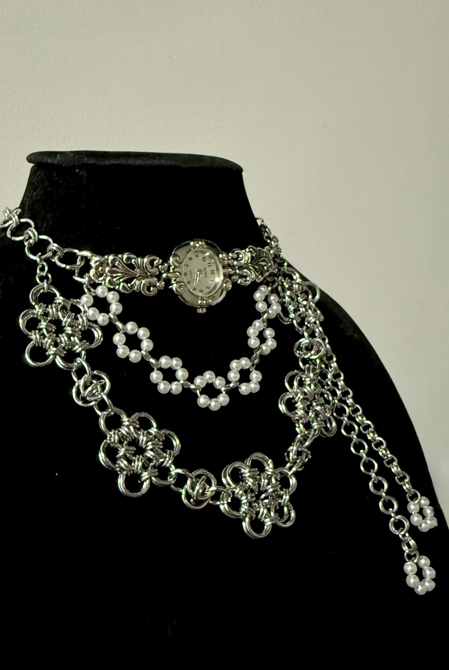 Steel Choker with Vintage Watch -010