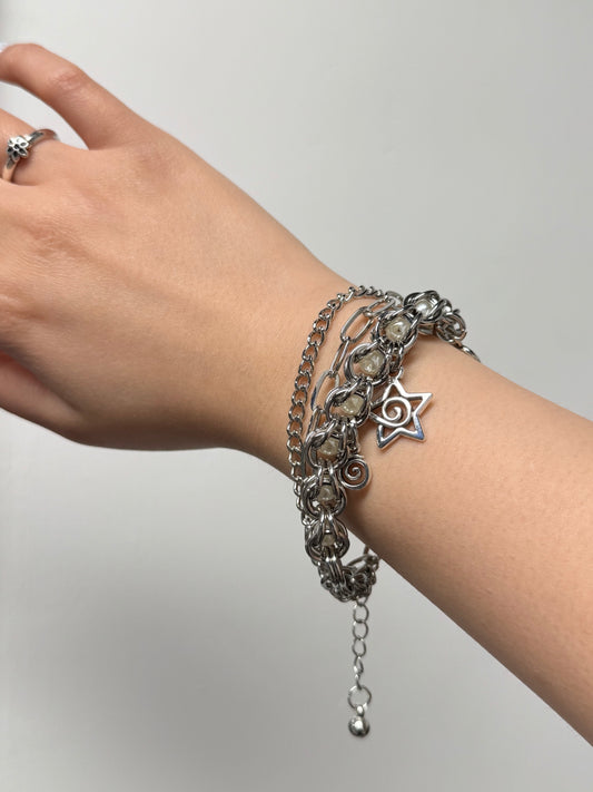 Star !! Layers Bracelet with Pearl （pre-order)