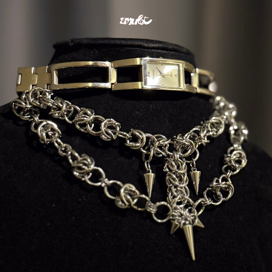 Steel Choker with Vintage Watch -006