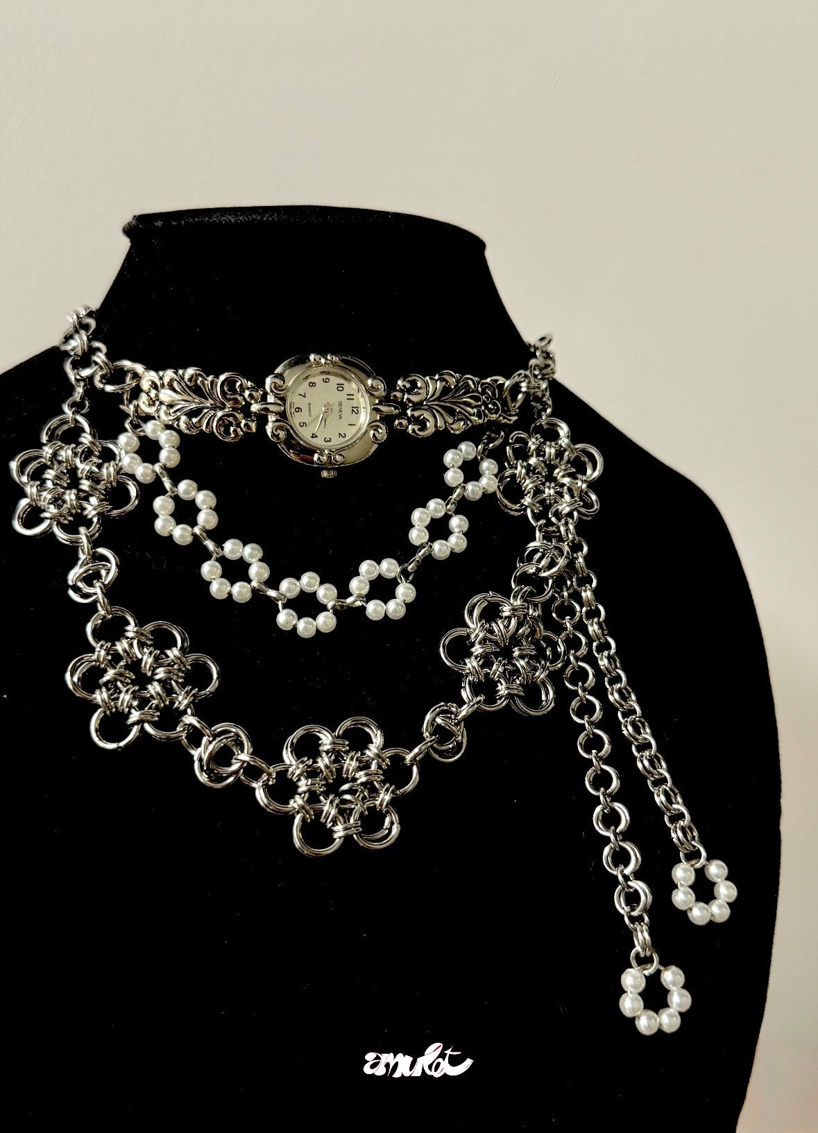 Steel Choker with Vintage Watch -010