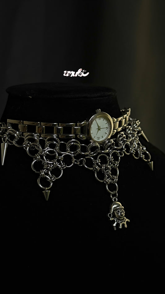 Steel Choker with Vintage Watch -007🤡