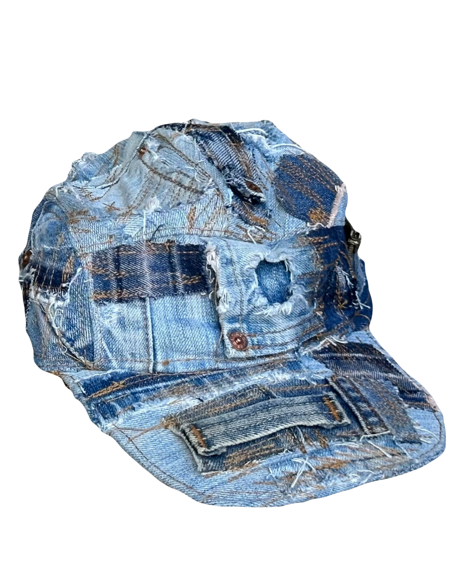 Patchwork remade 5 panel cap (blue)