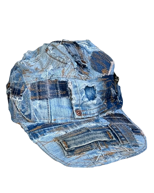 Patchwork remade 5 panel cap (blue)