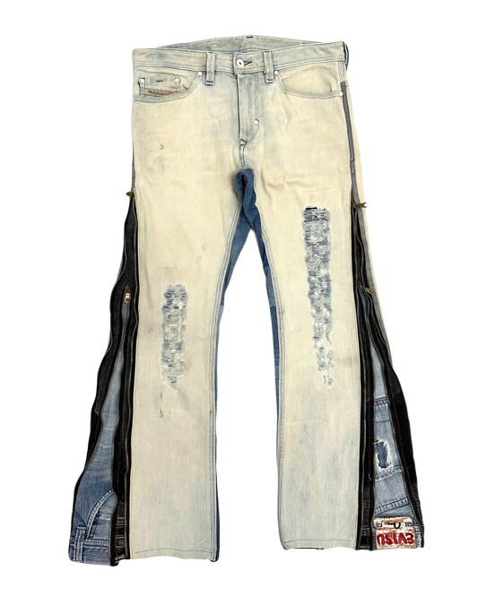 Diesel X Evisu Upsidedown Double Zipper Jeans